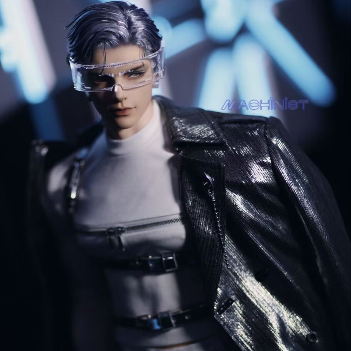 期間限定】Mechanic Cyberpunk Trench Coat Set(Black Silver)-SD13