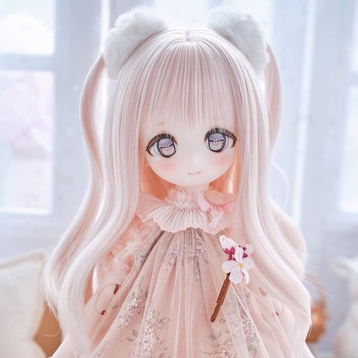 Long curly hair with twintails -ブルー(蓝3930/1001)/ 18-19cm｜DOLK 