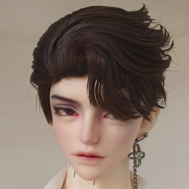 ツーブロック七三オールバックヘア：ブラックブラウン（7-8inch対応