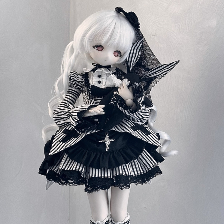 ゴシックドレスセット - ストライプ:ショートスカート (40cm対応)（MSD