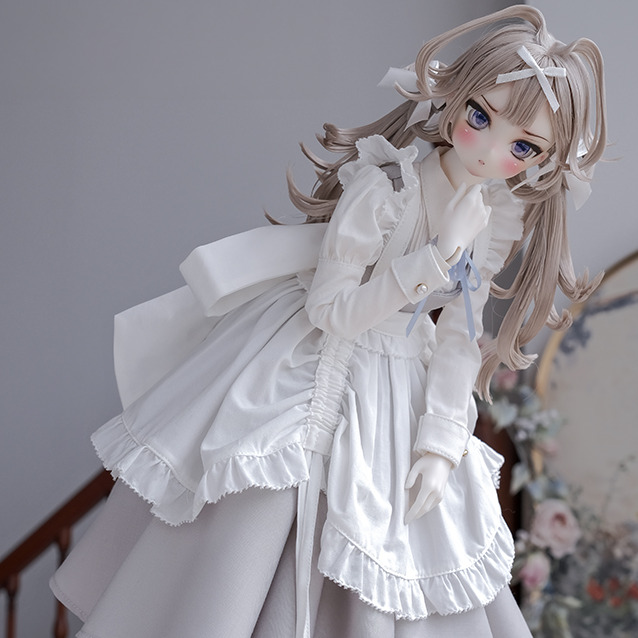 期間限定】モダンメイド服セット（ロング丈）：グレー（40cm,MSD対応