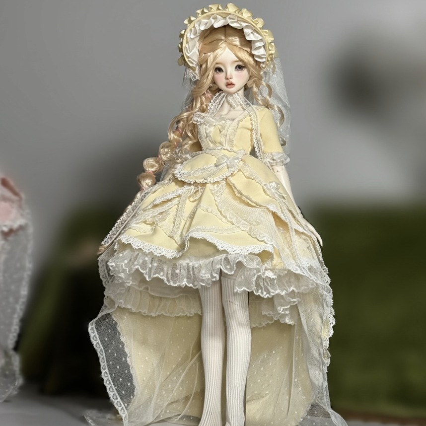 ドレスの人形 レイヤーレースドレスセット：イエロー（40cm,MSD対応）（MSD）｜DOLK