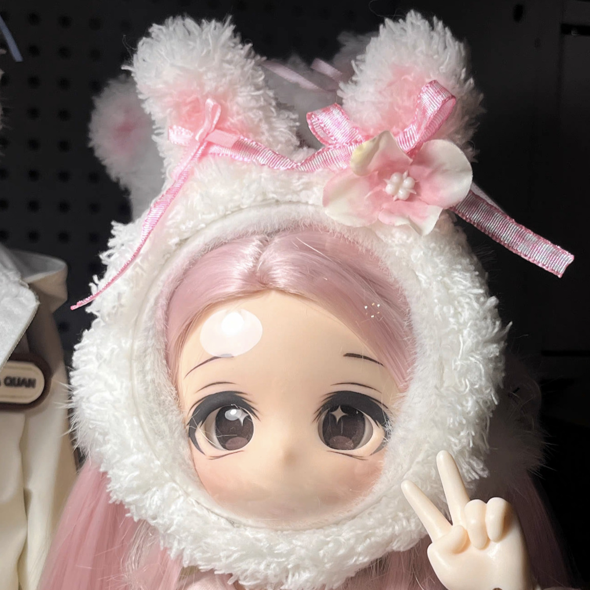 ドールフェイスカバー：うさ耳ピンク（60cm対応）（DD）｜DOLK（ドルク）