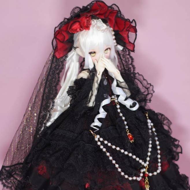 ロココレースドレス：ブラックレッド（40cm,MSD対応）（MSD）｜DOLK