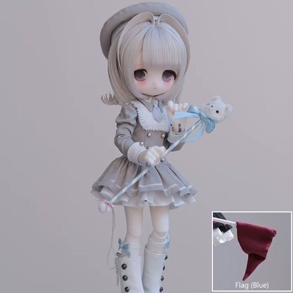 期間限定】少女指挥部 棍六 Gray(中腰版.四分帽) + Flag(Blue)｜DOLK