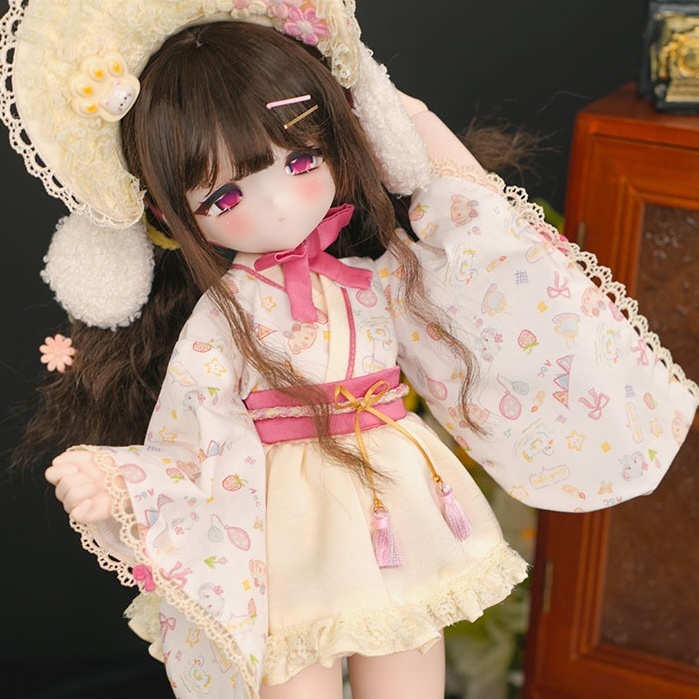 MioStudio】赤白格子柄和服セット（40cm,MSD対応）（MSD）｜DOLK（ドルク）