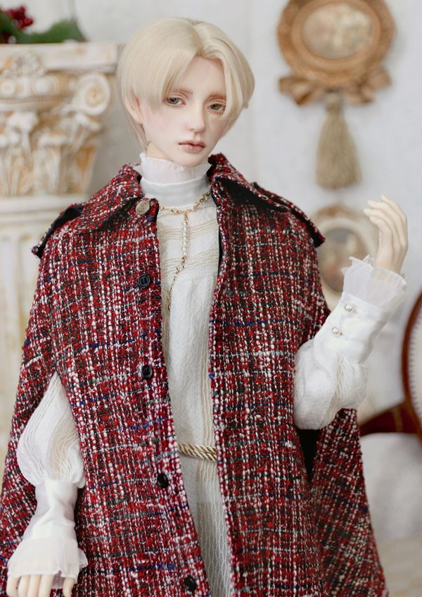 期間限定】Cape Coat (tweed) Ivory: 70cm DFA + Fur Black(Short