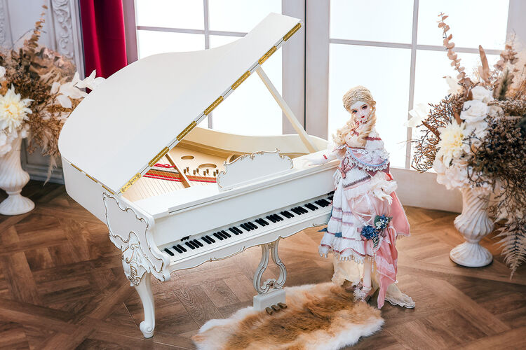 DOLK 抽選会】木製グランドピアノ ホワイト 40cm・60cm ドールサイズ 