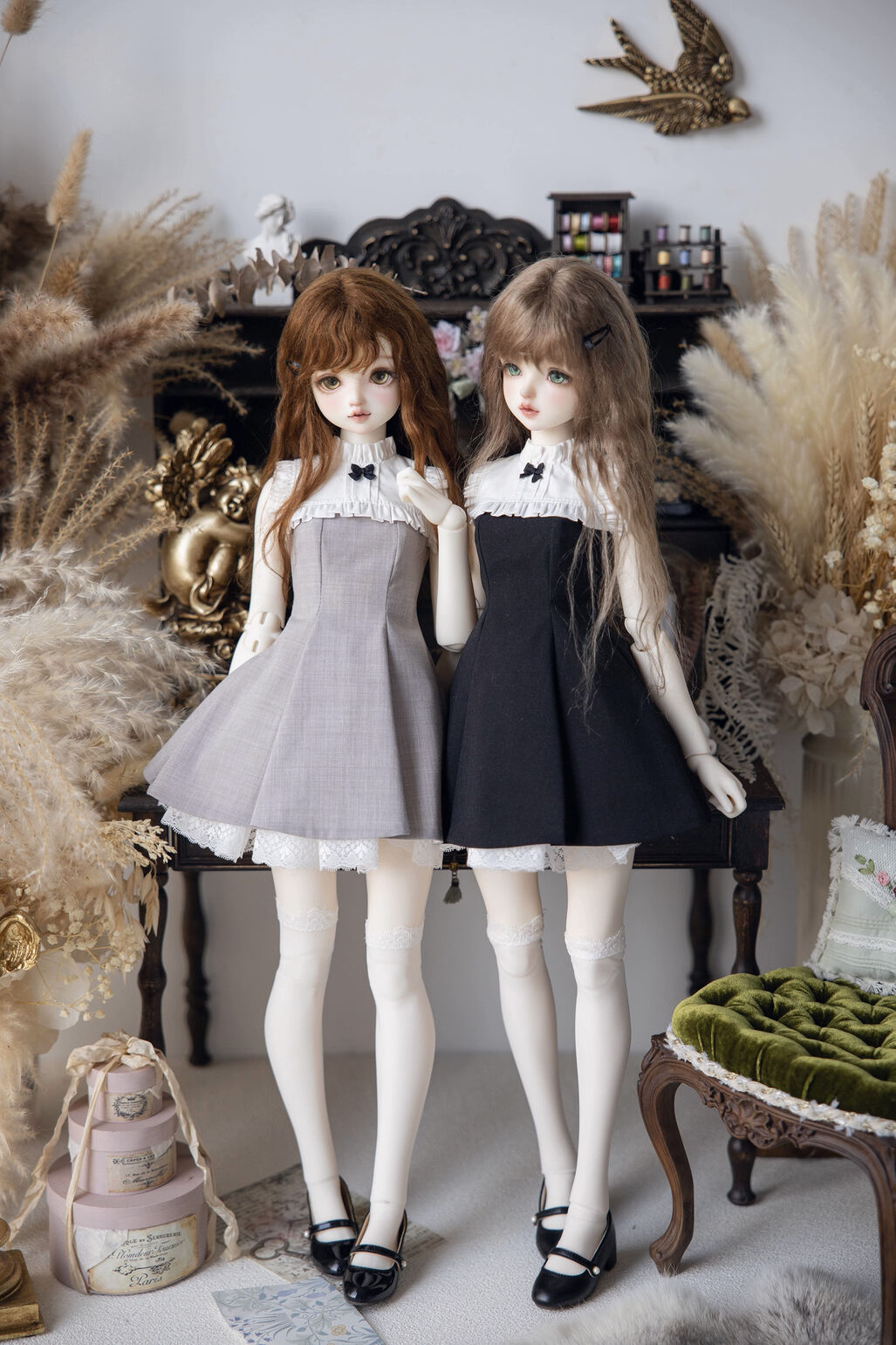 ノースリーブワンピ：ライトグレーブラウン(60cm/SD10/SDgr)（SD Girl