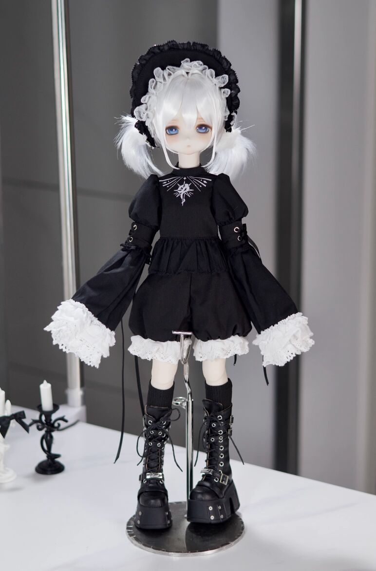 Doll ロリータセットアップ ドレス ネイビー 40センチ 1/4 MDD 萌袖ロリータメイド服：ズボン/ブラック（40cm,MDD対応）（MiniDD