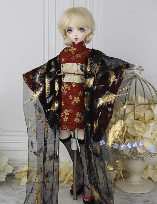 ミニ着物 ミニ丈着物：黒牡丹（40cm対応）（MSD）｜DOLK（ドルク）