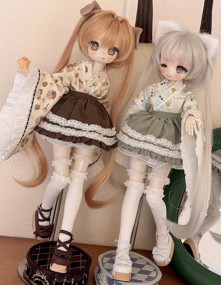 和風メイドドレスセット：柄着物・紫（40cm,MDD対応）（MiniDD