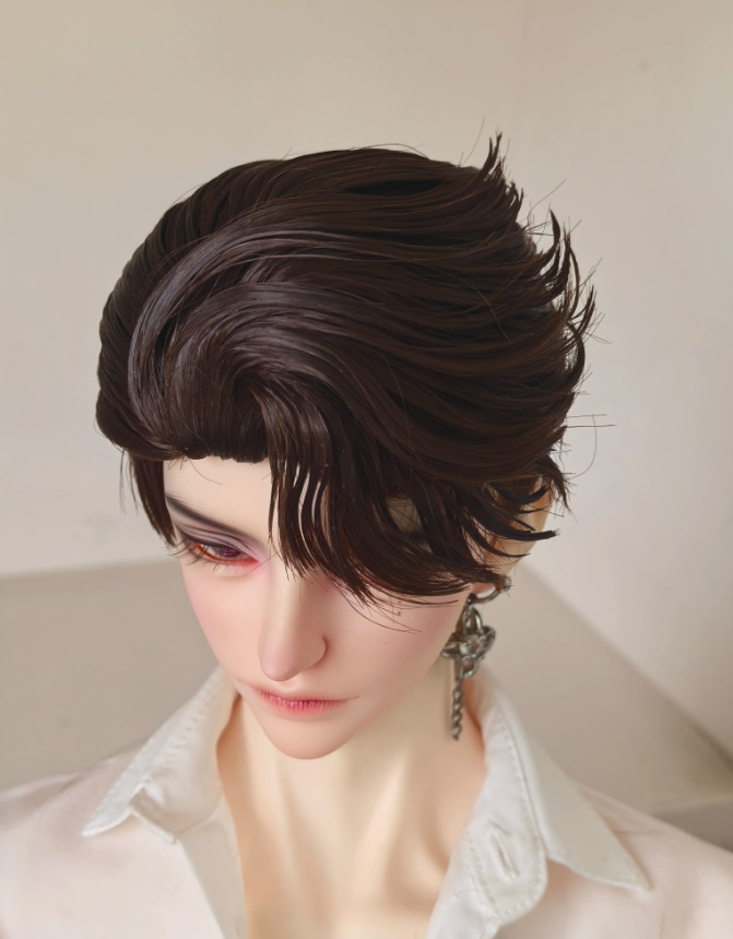 ツーブロック七三オールバックヘア：ブラックブラウン（7-8inch対応