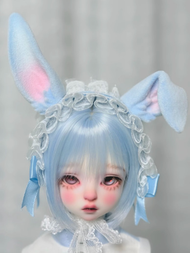 うさ耳パーツ・マグネット着脱式：ブルー（40cm対応）（MSD）｜DOLK