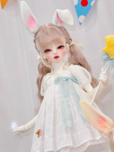 うさ耳パーツ・マグネット着脱式：ブルー（40cm対応）（MSD）｜DOLK