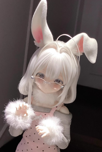 ⭐︎専用⭐︎ドイツアンティーク　うさ耳　ビスクドールペア うさ耳パーツ・マグネット着脱式：ブルー（40cm対応）（MSD）｜DOLK
