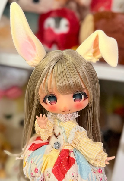 うさ耳パーツ・マグネット着脱式：ブルー（40cm対応）（MSD）｜DOLK