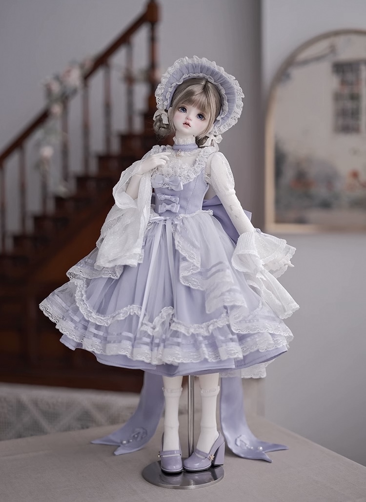 ヨーロピアンフリルドレスセット：パープル（60cm,SDgirl対応）（SD