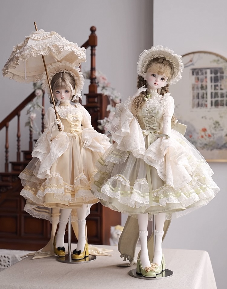 ヨーロピアンフリルドレスセット：パープル（40cm,MSD,MDD対応
