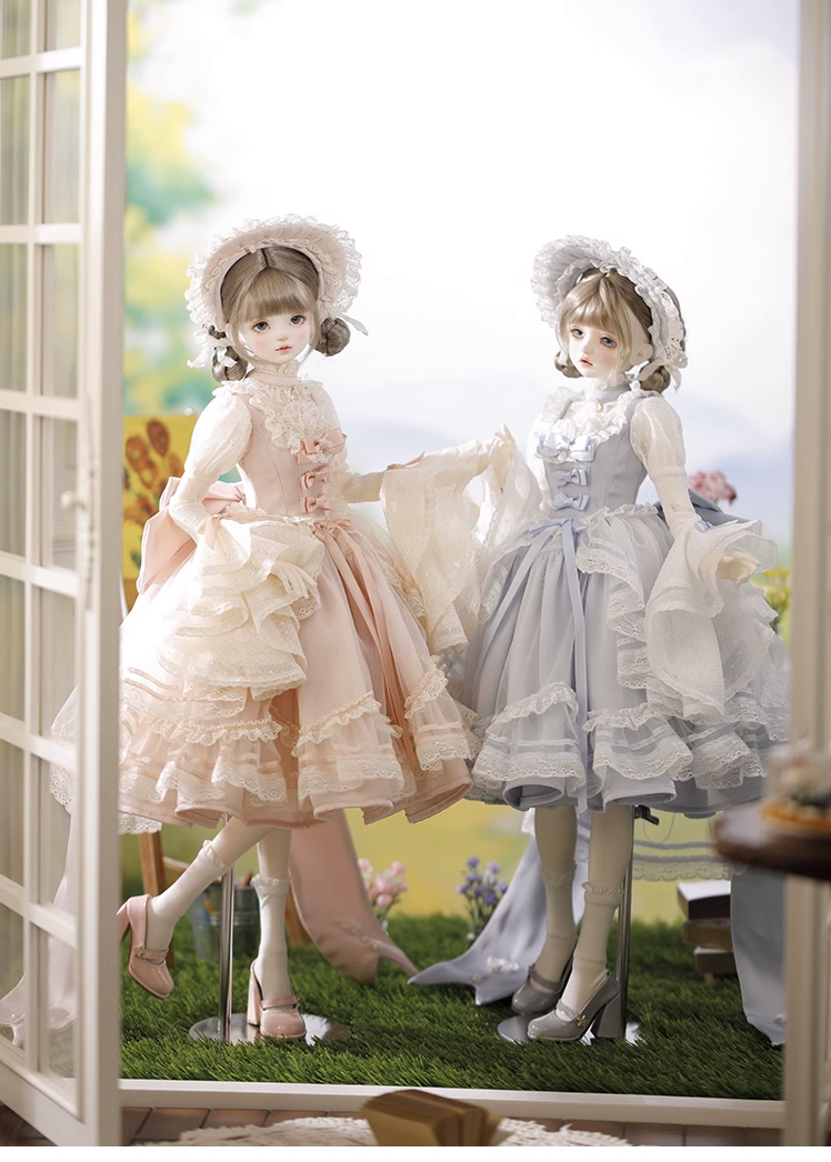 ヨーロピアンフリルドレスセット：パープル（40cm,MSD,MDD対応