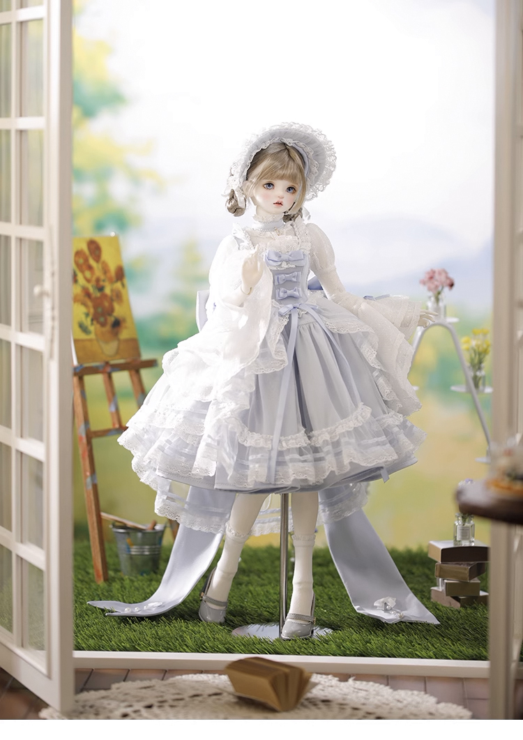 ヨーロピアンフリルドレスセット：パープル（40cm,MSD,MDD対応
