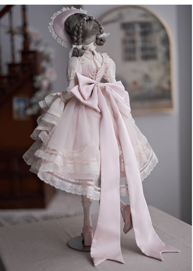 ヨーロピアンフリルドレスセット：ピンク（60cm,SDgirl対応）（SD Girl