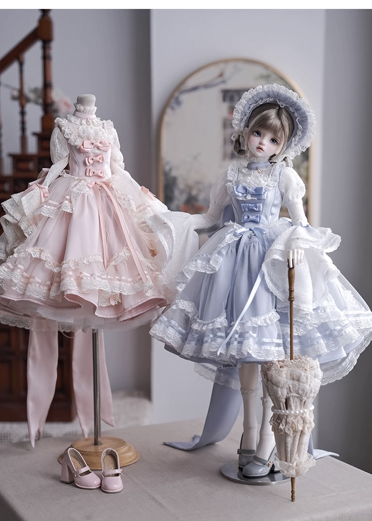 ヨーロピアンフリルドレスセット：ピンク（60cm,SDgirl対応）（SD Girl