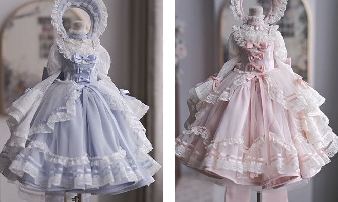 ヨーロピアンフリルドレスセット：ピンク（60cm,SDgirl対応）（SD Girl