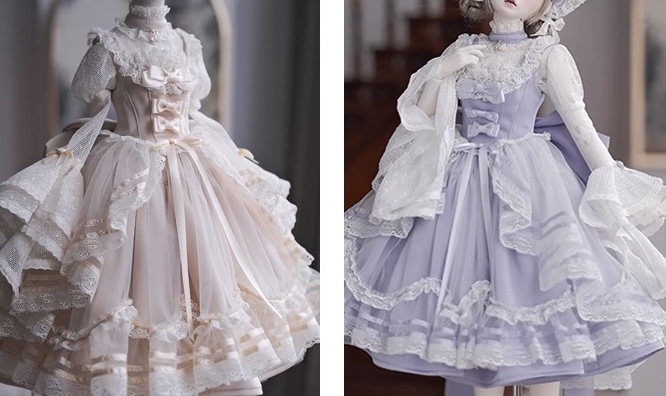 ヨーロピアンフリルドレスセット：ピンク（60cm,SDgirl対応）（SD Girl