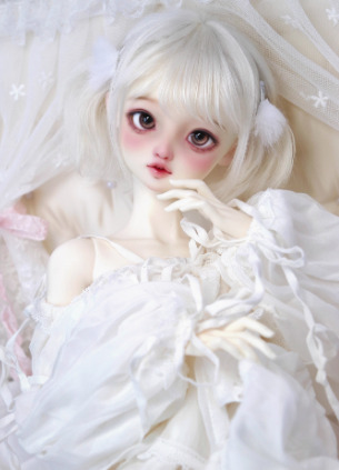 Wig with side fur - White (7-8 inch) | DOLK