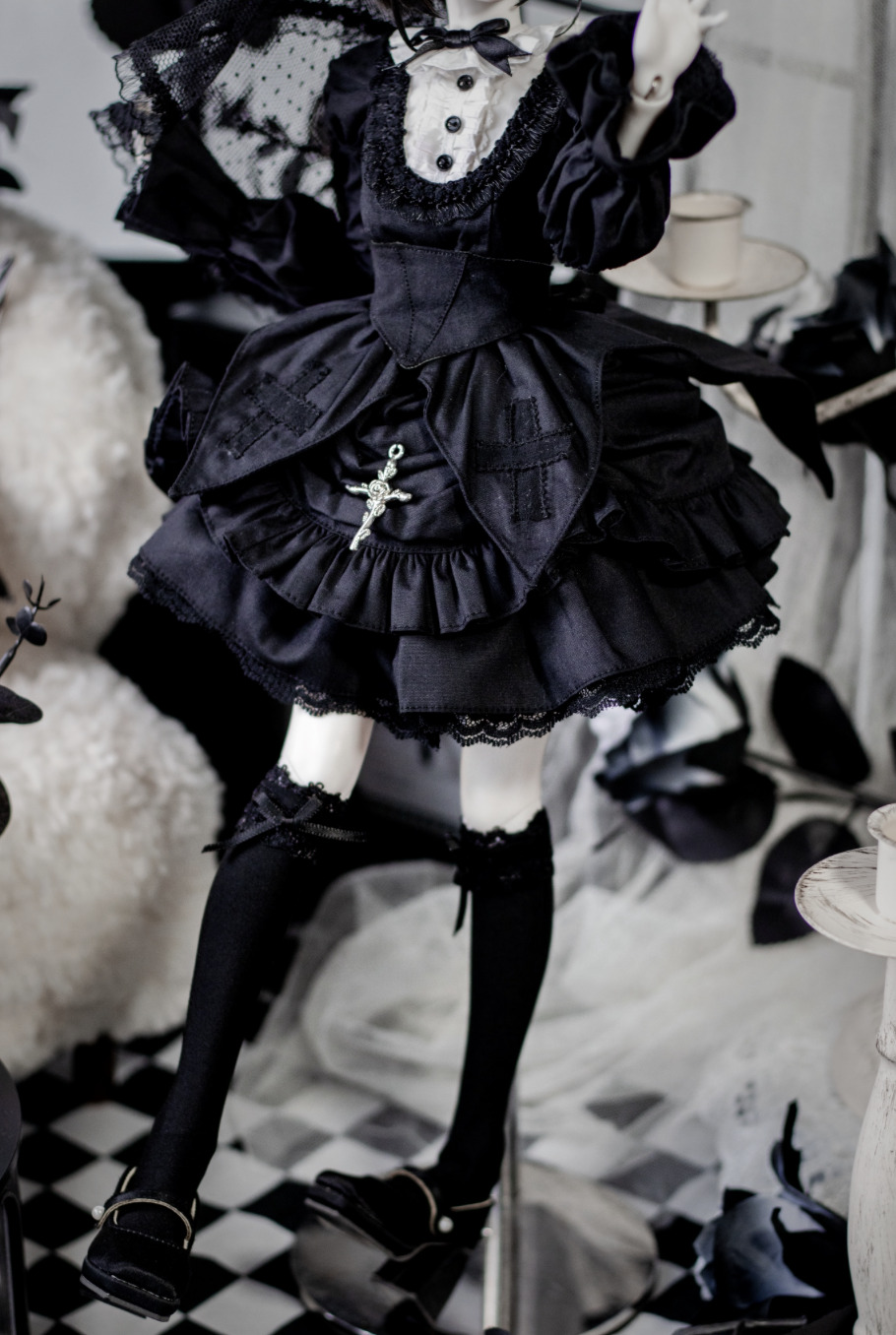 ゴシックドレスセット - ブラック:ロングスカート (40cm対応)（MSD