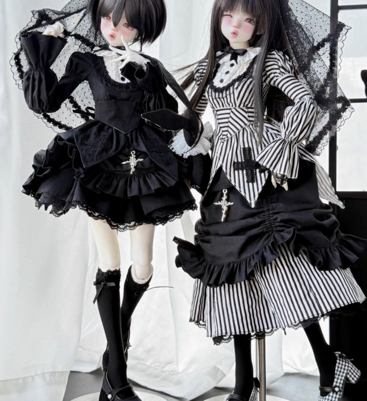 Dollロリータドレス 黒 40cm 1/4 MDD ゴシックドレスセット - ブラック:ロングスカート (40cm対応)（MSD