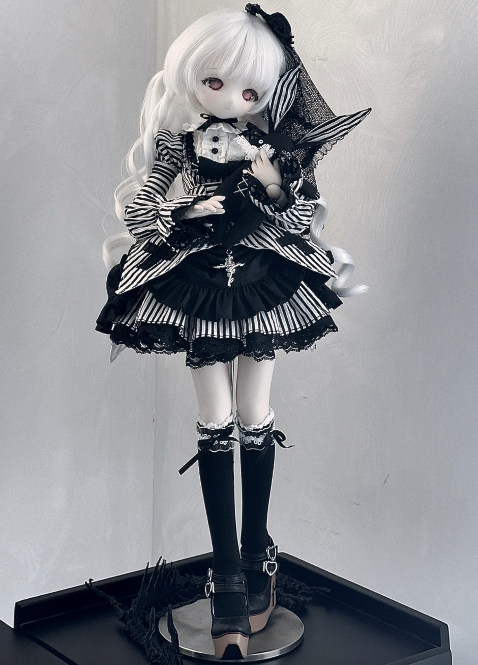 Dollロリータドレス 黒 40cm 1/4 MDD ゴシックドレスセット - ブラック:ロングスカート (40cm対応)（MSD