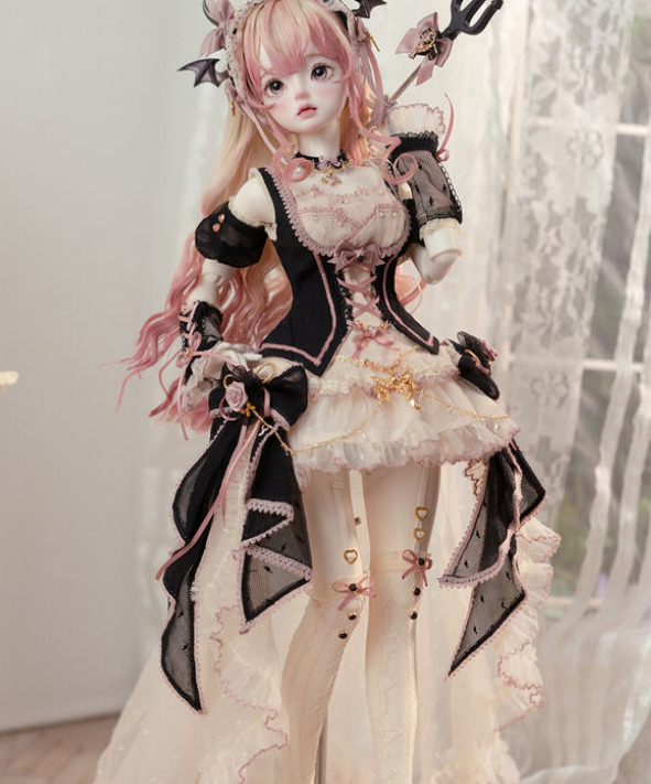 Dollロリータドレス 黒 40cm 1/4 MDD ゴシックロリータドレスセット/ボーンズスローン：脊椎パーツ付（40cm