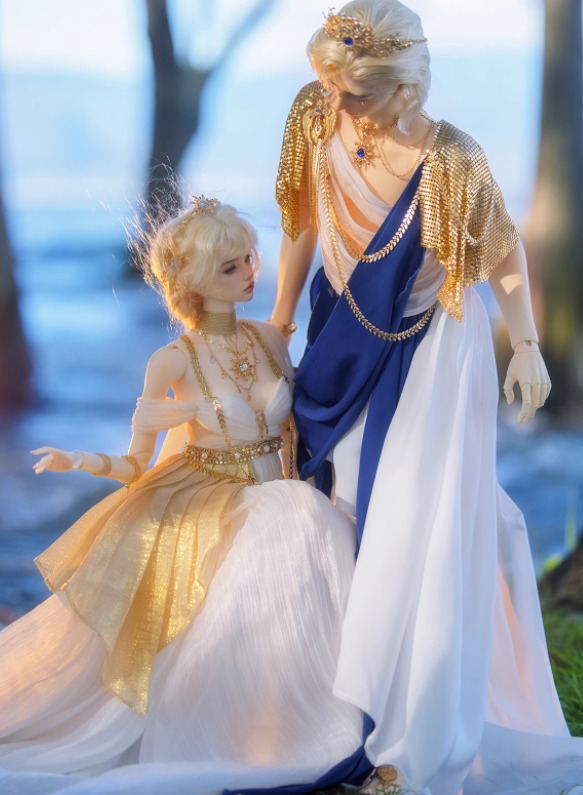 ギリシャ風ドレスセット/ヘッドアクセサリー付：月女神（62cm対応