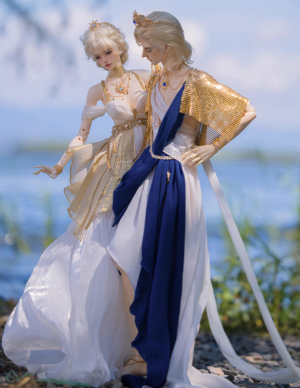 ギリシャ風ドレスセット/ヘッドアクセサリー付：月女神（62cm対応