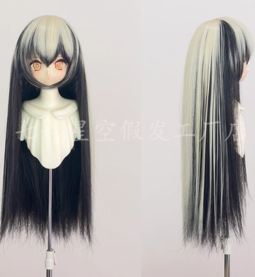 ダブルカラーロングヘア：白xミルクピンク（8-9inch対応）｜DOLK