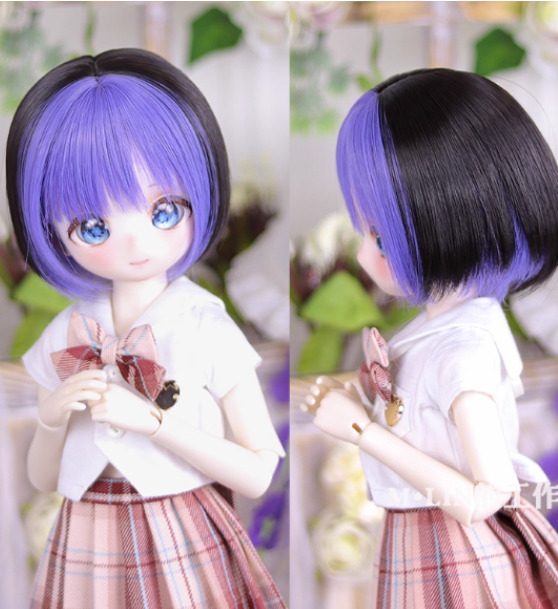 ツートンボブヘア：紫x黒（8-9inch対応）｜DOLK（ドルク）