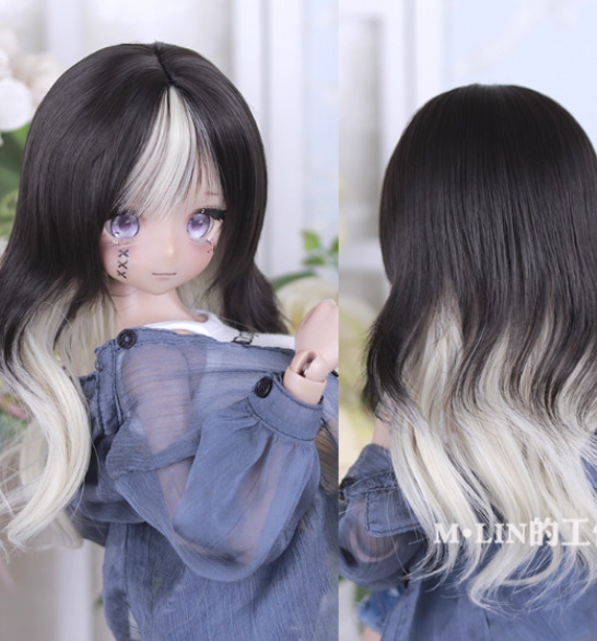 ツートンカーリーヘア：黒xブロンド（8-9inch対応）｜DOLK（ドルク）