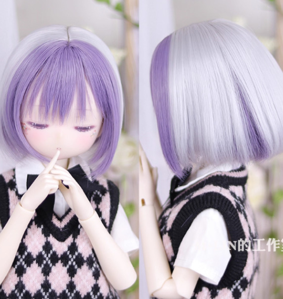ツートンボブヘア：紫x銀灰（8-9inch対応）｜DOLK（ドルク）