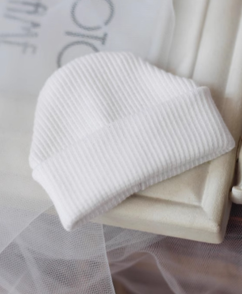 シンプルニット帽：ホワイト（30cm,6-7inch対応）（YoSD）｜DOLK（ドルク）