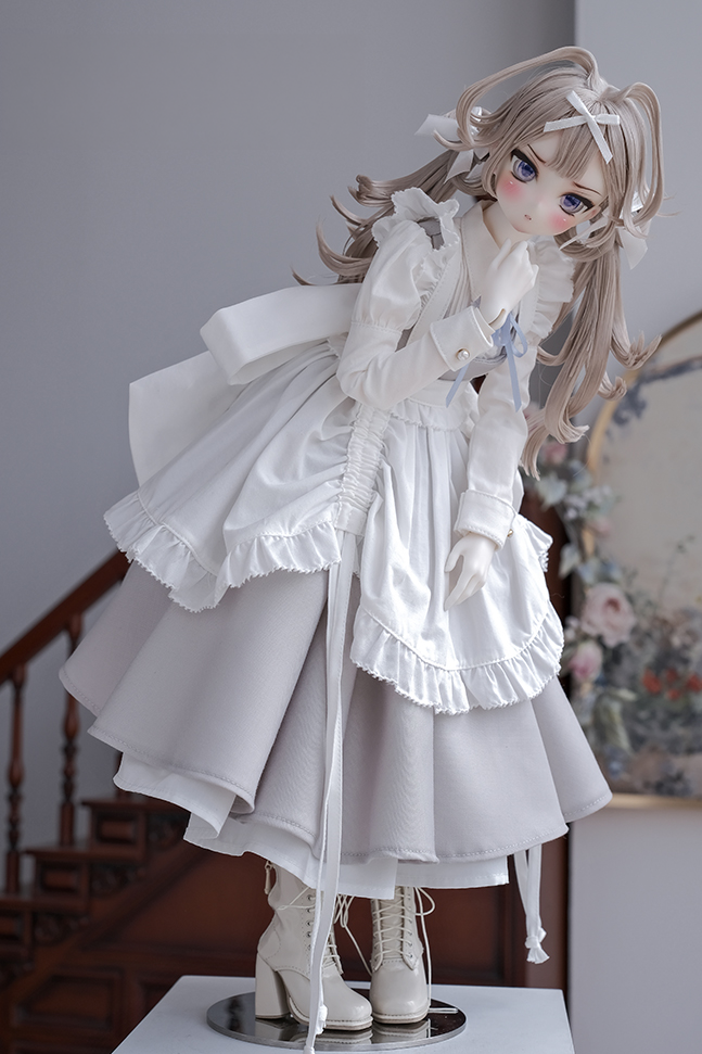 期間限定】モダンメイド服セット（ロング丈）：グレー（40cm,MSD対応