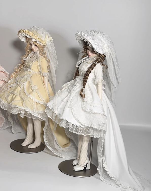 レイヤーレースドレスセット：イエロー（40cm,MSD対応）（MSD）｜DOLK