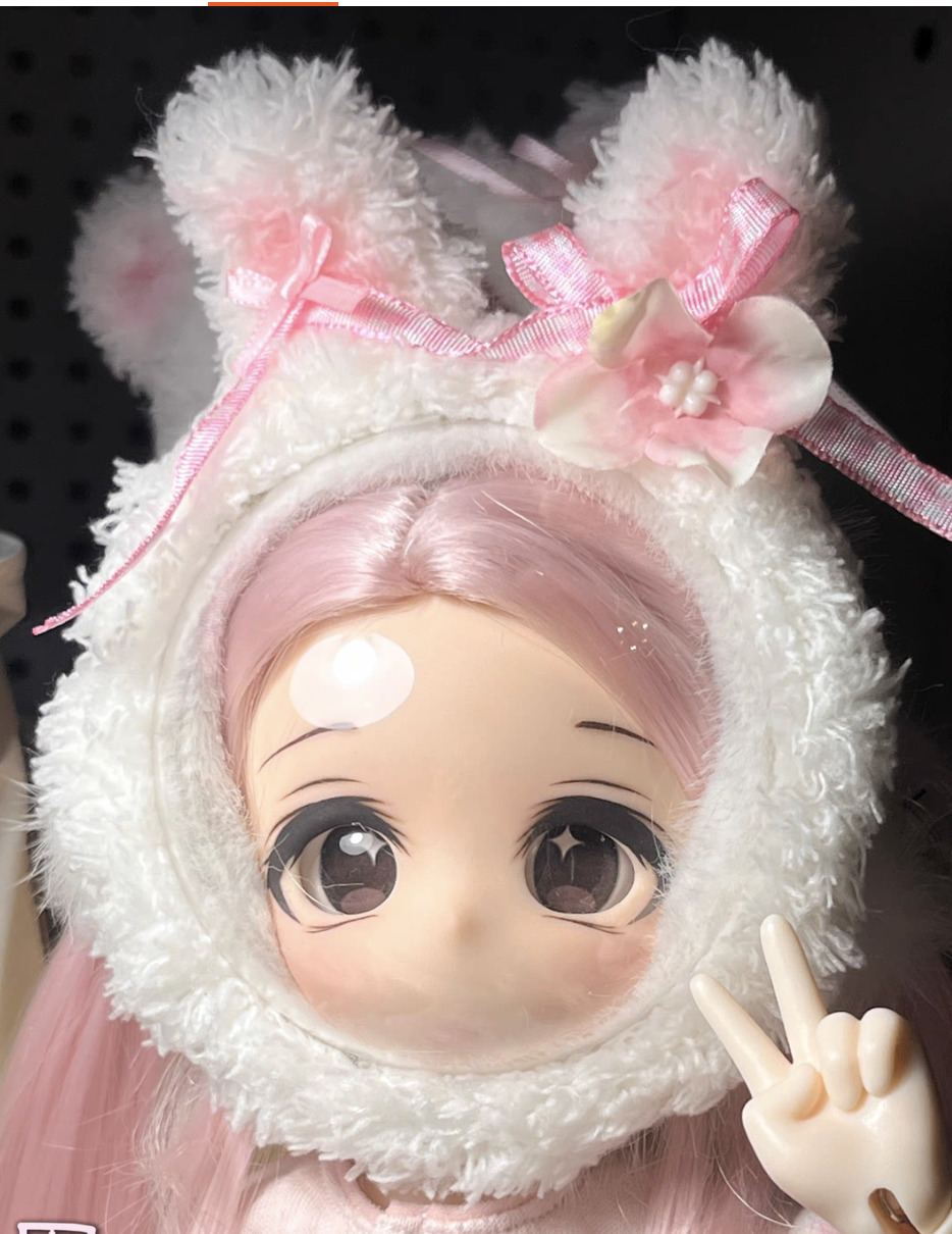 ドールフェイスカバー：うさ耳ピンク（60cm対応）（DD）｜DOLK（ドルク）