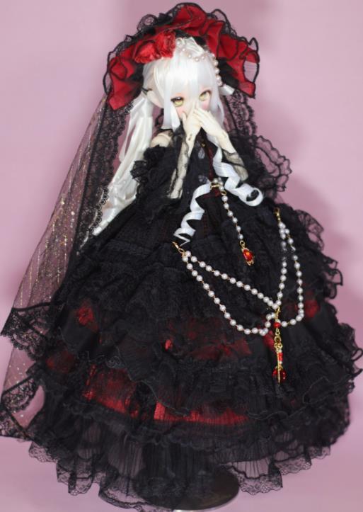 ロココレースドレス：ブラックレッド（40cm,MSD対応）（MSD）｜DOLK