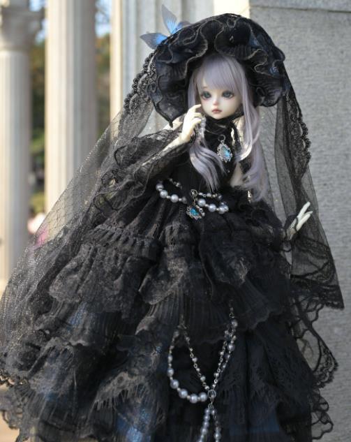 ロココレースドレス：ブラックレッド（40cm,MSD対応）（MSD）｜DOLK