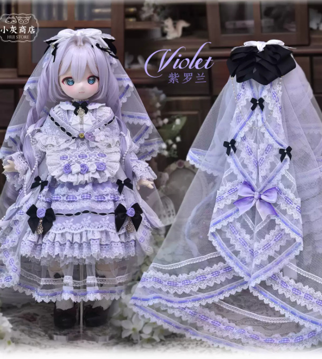 和ロリータフリルドレスセット・ヴァイオレット（40cm,MDD対応