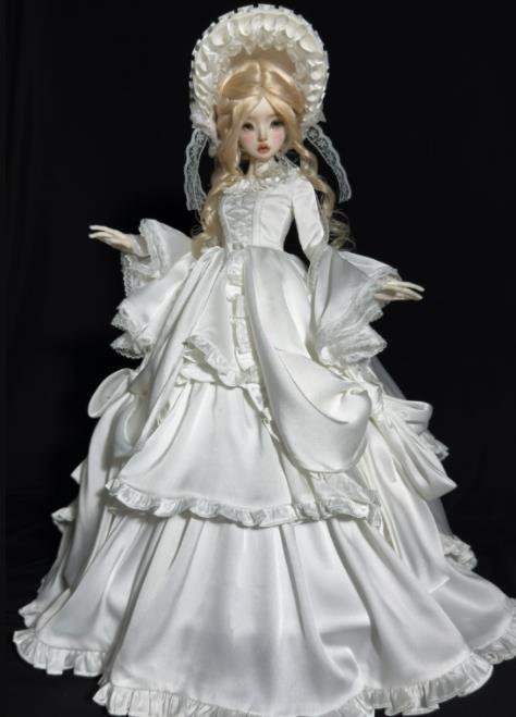 ロココウェディングドレス ： ホワイト（40cm対応）（MSD）｜DOLK