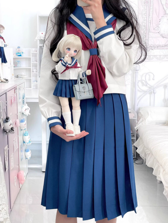 長袖セーラー服：ロングスカート（60cm,SDgr,DD対応サイズ）（DD・SD