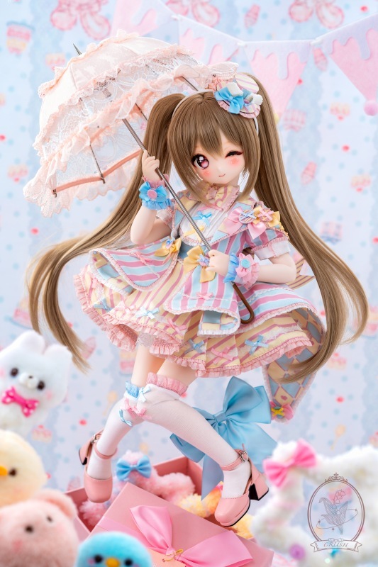 DOLK×CRUSH 特別受注】Lily Lace Parasol Pink＋Handle(Default:Brown